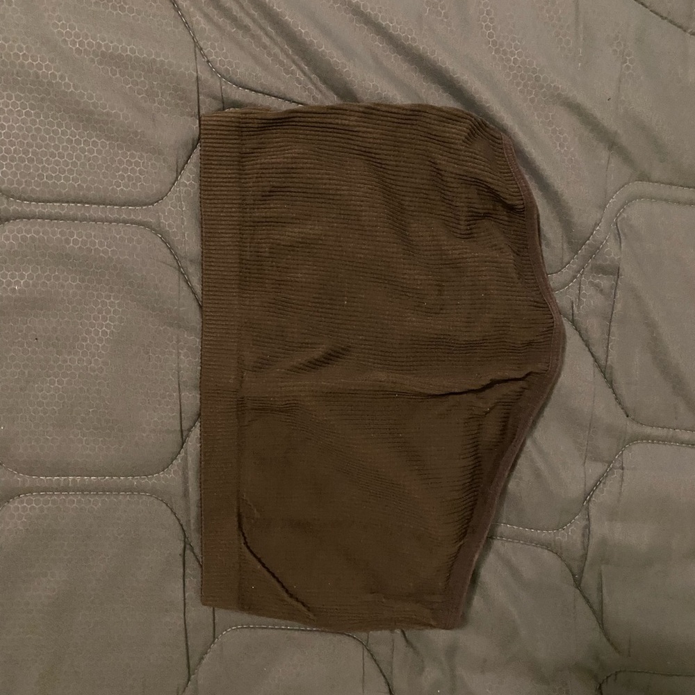 Brown Ribbed Tube Top